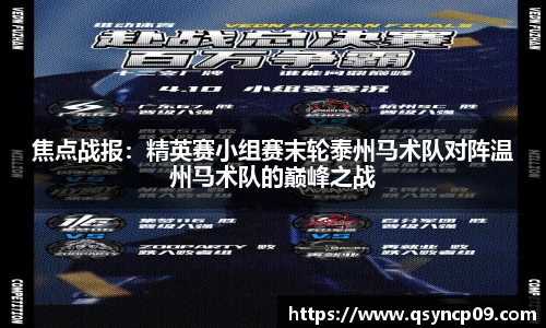 焦点战报：精英赛小组赛末轮泰州马术队对阵温州马术队的巅峰之战