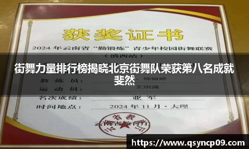 街舞力量排行榜揭晓北京街舞队荣获第八名成就斐然