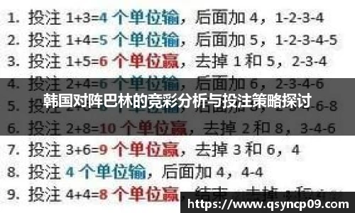 韩国对阵巴林的竞彩分析与投注策略探讨